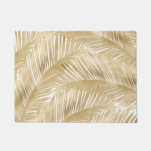 Modern Gold Palm Leaf Tropical Pattern Deurmat (Voorkant)