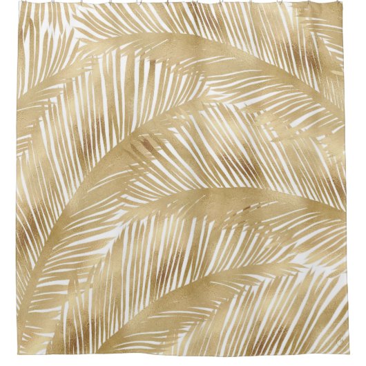Modern Gold Palm Leaf Tropical Pattern Douchegordijn (Voorkant)