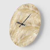 Modern Gold Palm Leaf Tropical Pattern Grote Klok (Hoek)
