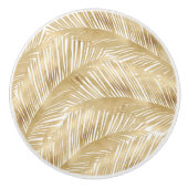 Modern Gold Palm Leaf Tropical Pattern Keramische Knop (Voorkant)