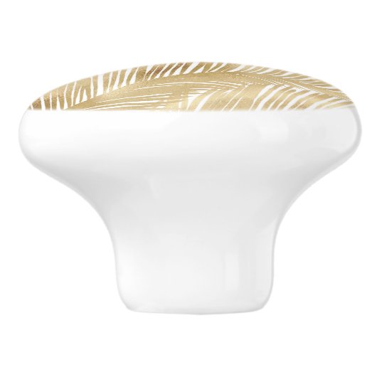 Modern Gold Palm Leaf Tropical Pattern Keramische Knop (Zijkant)