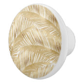 Modern Gold Palm Leaf Tropical Pattern Keramische Knop (Rechts)