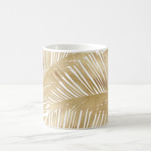 Modern Gold Palm Leaf Tropical Pattern Koffiemok (Center)