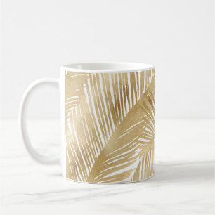 Modern Gold Palm Leaf Tropical Pattern Koffiemok