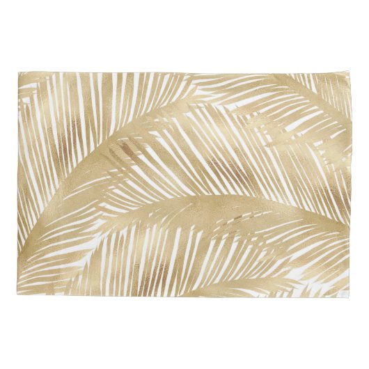 Modern Gold Palm Leaf Tropical Pattern Kussensloop (Achterkant-Links)