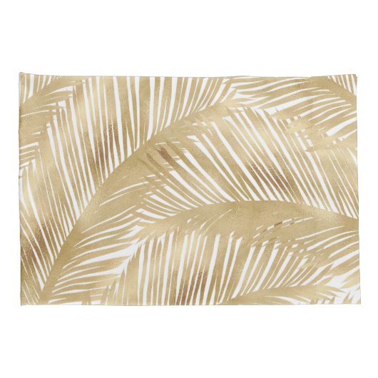 Modern Gold Palm Leaf Tropical Pattern Kussensloop (Achterkant-Rechts)