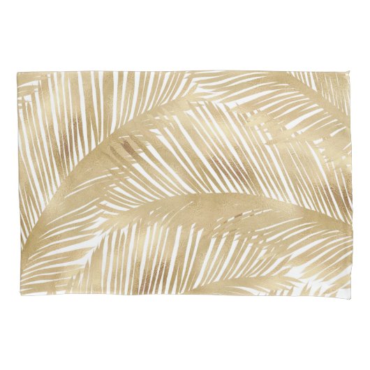 Modern Gold Palm Leaf Tropical Pattern Kussensloop (Voorkant-Links)