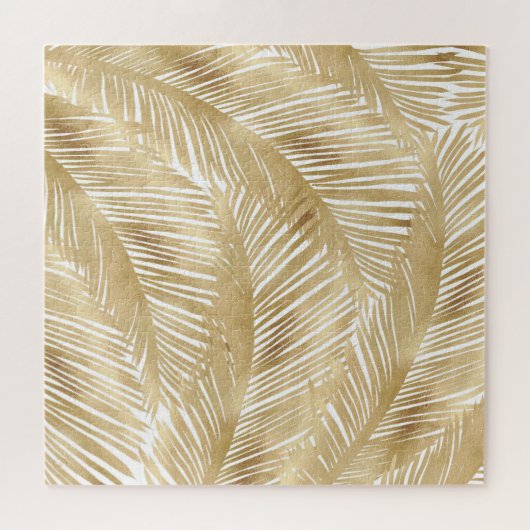 Modern Gold Palm Leaf Tropical Pattern Legpuzzel (Horizontaal)