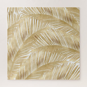 Modern Gold Palm Leaf Tropical Pattern Legpuzzel