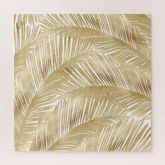 Modern Gold Palm Leaf Tropical Pattern Legpuzzel (Verticaal)