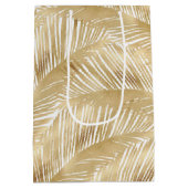 Modern Gold Palm Leaf Tropical Pattern Medium Cadeauzakje (Achterkant)