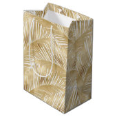 Modern Gold Palm Leaf Tropical Pattern Medium Cadeauzakje (Achterkant Gekanteld)