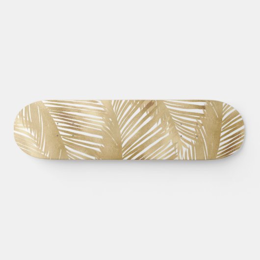 Modern Gold Palm Leaf Tropical Pattern Persoonlijk Skateboard (Horizontaal)