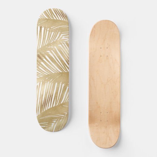 Modern Gold Palm Leaf Tropical Pattern Persoonlijk Skateboard (Voorkant)