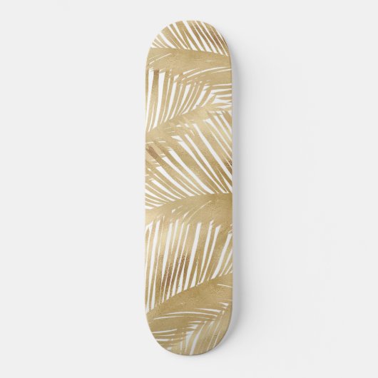 Modern Gold Palm Leaf Tropical Pattern Persoonlijk Skateboard (Voorkant)