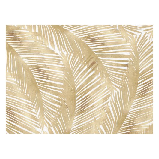 Modern Gold Palm Leaf Tropical Pattern Tafelkleed (Voorkant (Horizontaal))