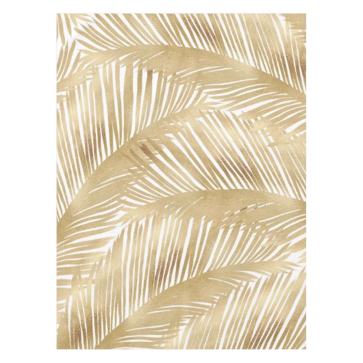 Modern Gold Palm Leaf Tropical Pattern Tafelkleed (Voorkant)