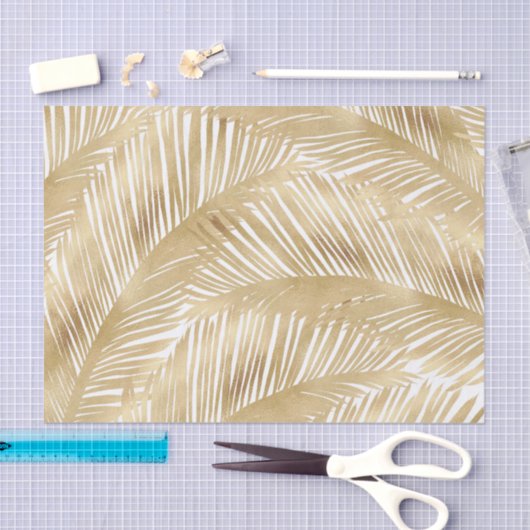 Modern Gold Palm Leaf Tropical Pattern Tissuepapier (Craft)