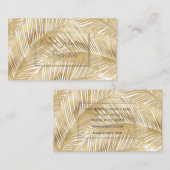 Modern Gold Palm Leaf Tropical Pattern Visitekaartje (Voorkant / Achterkant)