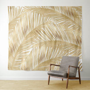 Modern Gold Palm Leaf Tropical Pattern Wandkleed