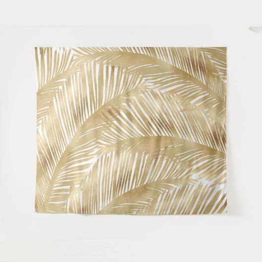 Modern Gold Palm Leaf Tropical Pattern Wandkleed (Voorkant (horizontaal))