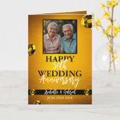 Modern Gold Parents Foto 50e Jubileum Kaart (Gele Bloem)