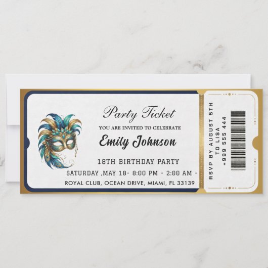 Modern gold party ticket invitations  kaart (Voorkant)