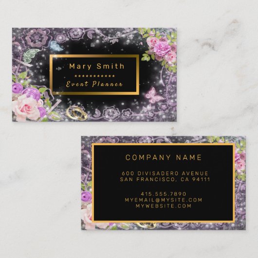 Modern Gold Party voegt Jouw tekst Visitekaartje t (Voorkant / Achterkant)