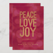 Modern Gold Peace Love & Joy No-Photo Feestdagenkaart (Voorkant / Achterkant)