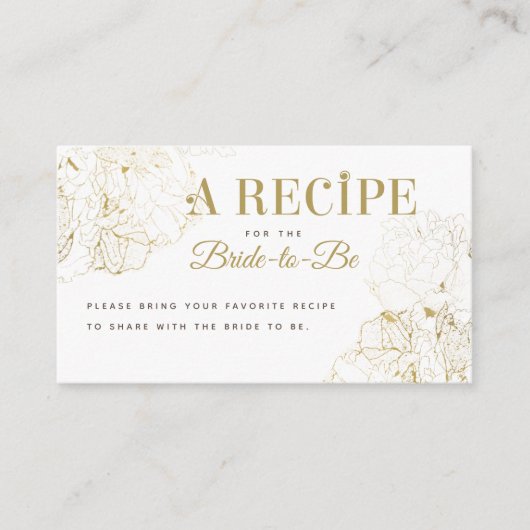 Modern Gold Peonies Schets Vrijgezellenfeest Recep Informatiekaartje (Voorkant)