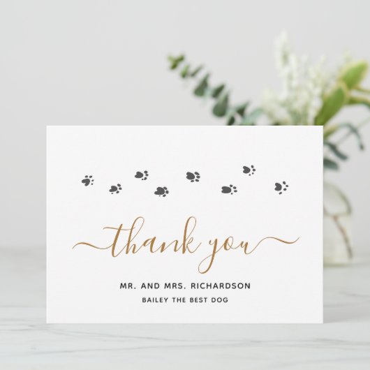 Modern Gold Personalized Pet Wedding Bedankkaart (Staand voorkant)