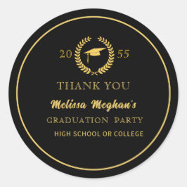Modern Gold Pet Graduation Party Bedankt Ronde Sticker