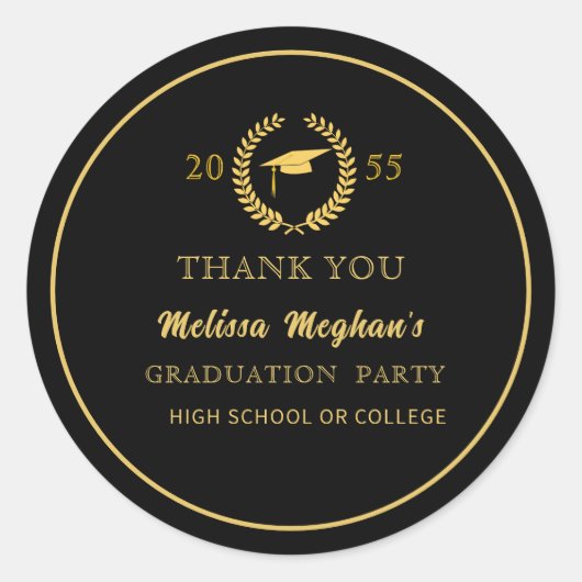 Modern Gold Pet Graduation Party Bedankt Ronde Sticker (Voorkant)