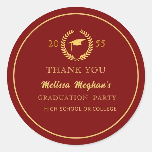 Modern Gold Pet Graduation Party Bedankt Ronde Sticker (Voorkant)