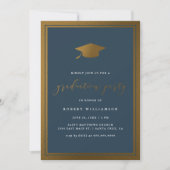Modern Gold Pet & Navy Graduation Party Kaart (Voorkant)