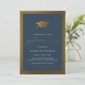Modern Gold Pet & Navy Graduation Party Kaart (Staand voorkant)
