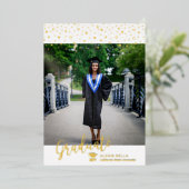 Modern Gold Photo Afstuderen Announcement Kaart (Staand Voorkant)