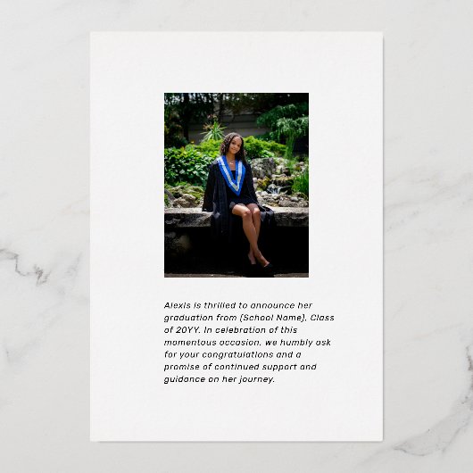 Modern Gold Photo Afstuderen Announcement Kaart (Achterkant)