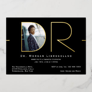 Modern Gold Photo DR Afstuderen Folie Invitation Folie Uitnodiging