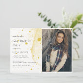 Modern Gold Photo Graduation Party Kaart (Staand voorkant)