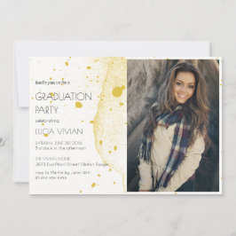 Modern Gold Photo Graduation Party Kaart