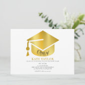 Modern Gold Photo Graduation Party Kaart (Staand voorkant)