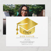 Modern Gold Photo Graduation Party Kaart (Voorkant / Achterkant)
