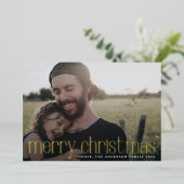 Modern Gold Photo Merry kerst Folie Feestdagenkaart (Staand Voorkant)