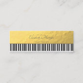 Modern, Gold, Piano Keys, Music Teacher Mini Visitekaartje (Voorkant)