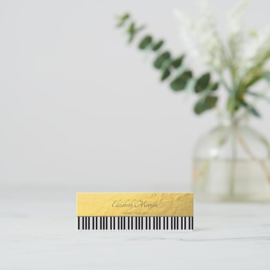 Modern, Gold, Piano Keys, Music Teacher Mini Visitekaartje (Staand voorkant)