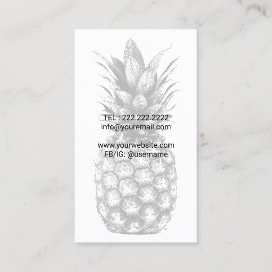 Modern Gold Pineapple Black Stripe Visitekaartje (Achterkant)