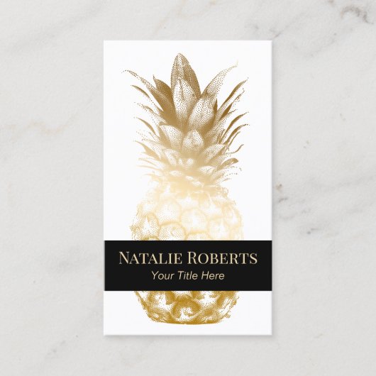 Modern Gold Pineapple Black Stripe Visitekaartje (Voorkant)
