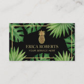 Modern Gold Pineapple Logo Tropical Spa Salon Visitekaartje (Voorkant)
