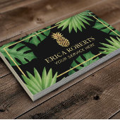 Modern Gold Pineapple Logo Tropical Spa Salon Visitekaartje